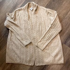 Kim Rogers 100% cotton oatmeal color cardigan.